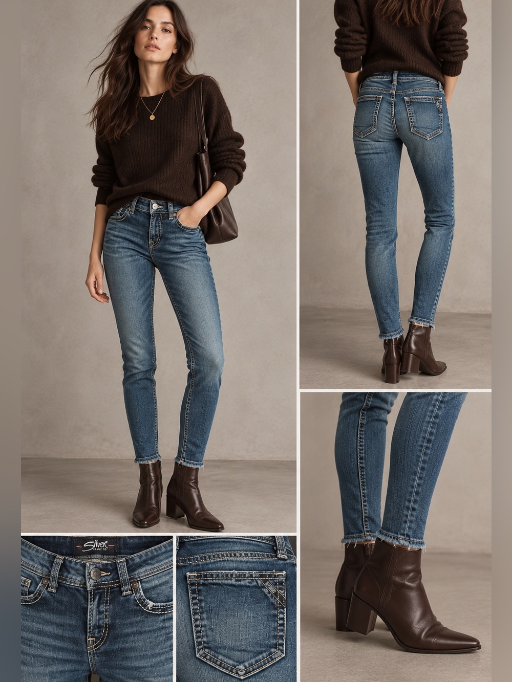 Silver Jeans Suki Mid Rise Slim Bootcut Jeans Medium Wash W29 L31